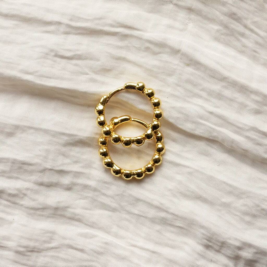 Gold Bobble Huggie Hoop Earrings