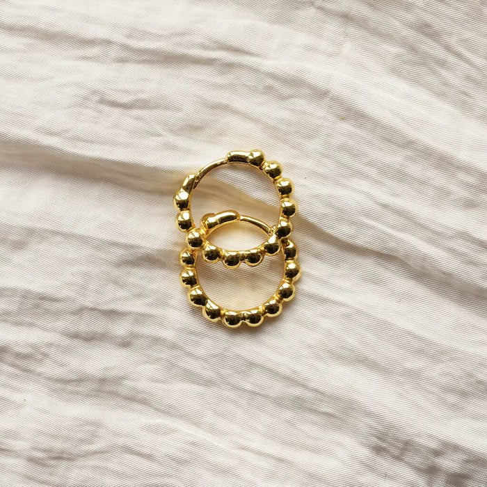 Gold Bobble Huggie Hoop Earrings