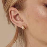 Gold And Diamante Wave Huggie Hoops