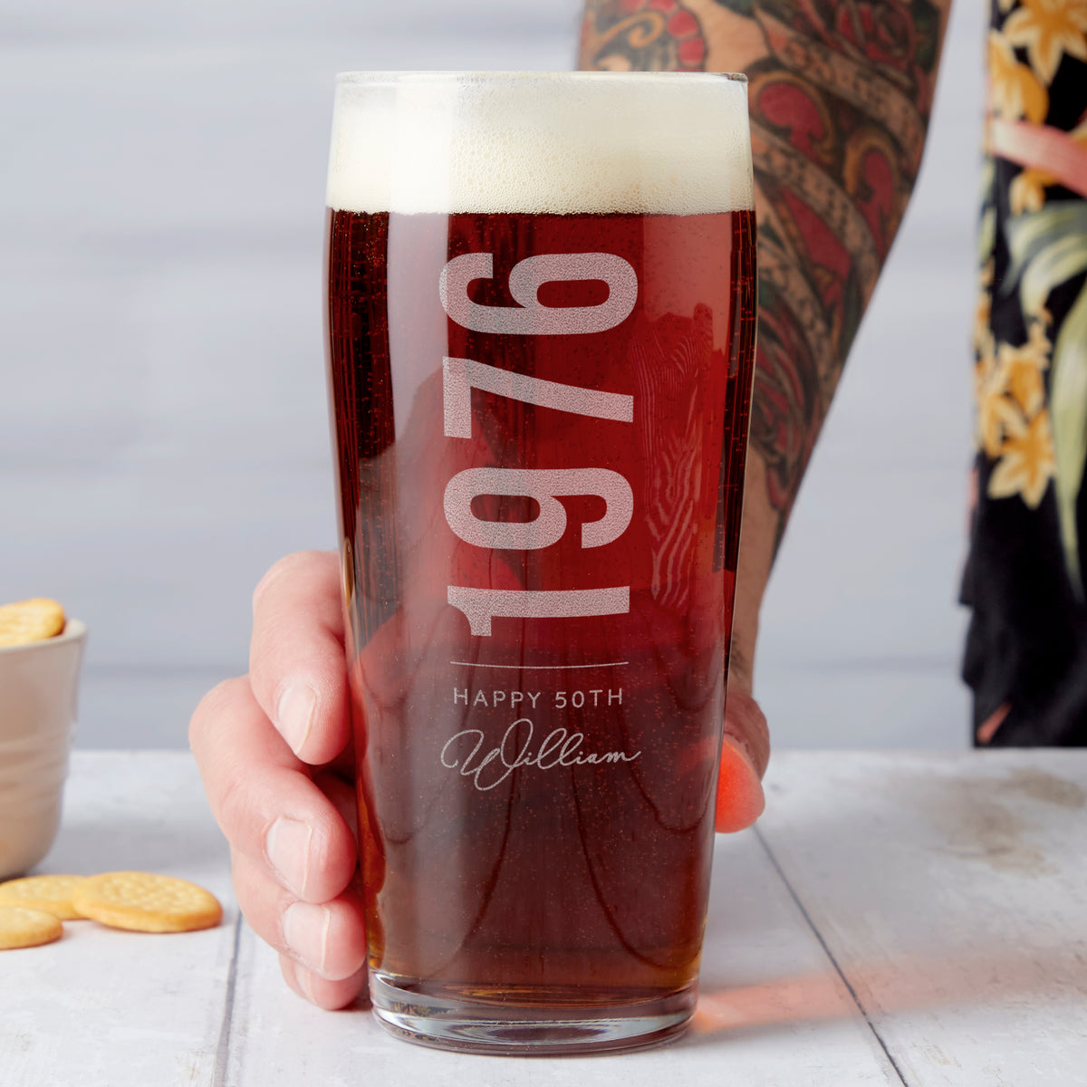 Personalised Birth Year And Name Beer Glass
