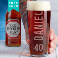 Personalised 40th Birthday Name And Age Beer Glass