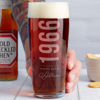 Personalised 60th Birth Year And Name Beer Glass