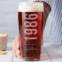 Personalised 40th Birth Year And Name Beer Glass