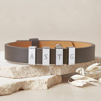 Personalised Initials Men's Leather Cuff Bracelet