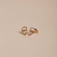 Gold Opal And Diamante Triangle Studs