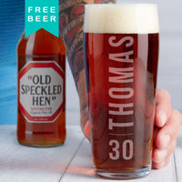 Personalised 30th Birthday Name And Age Beer Glass