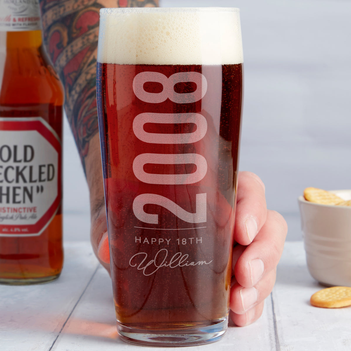 Personalised 21st Birth Year And Name Beer Glass