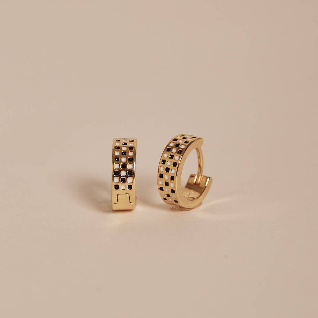 Gold Checkerboard Hoops