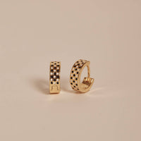 Gold Checkerboard Hoops