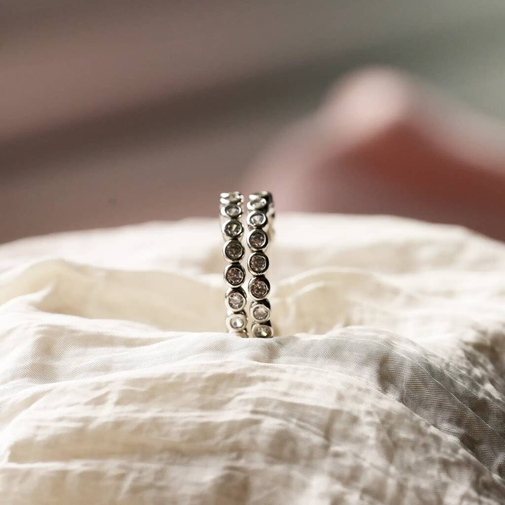 Silver Bezel Set Earrings