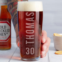 Personalised 30th Birthday Name And Age Beer Glass