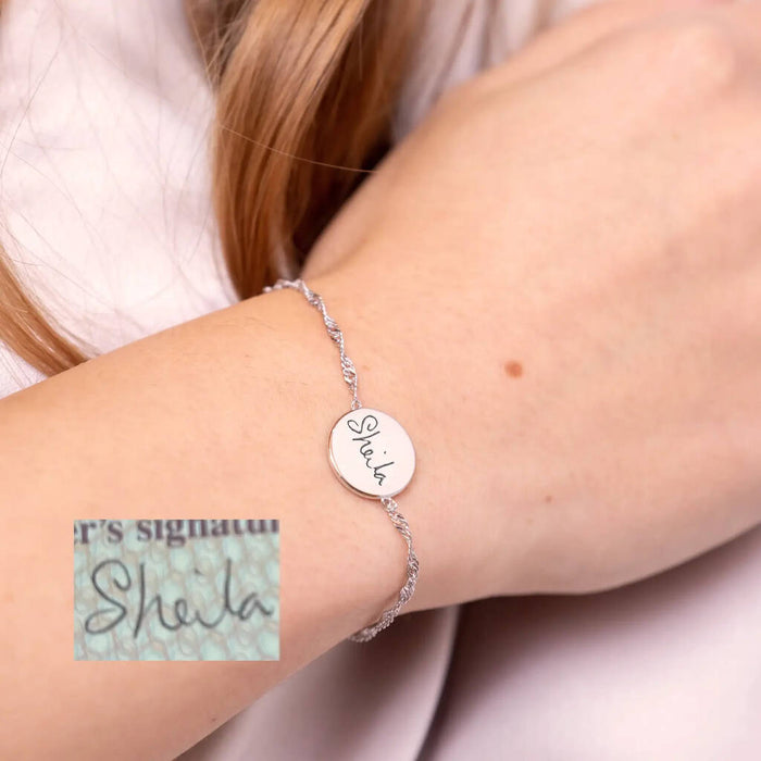 Personalised Real Handwriting Silver Bracelet