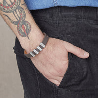 Personalised Mens Leather Cuff Names And Dates Bracelet