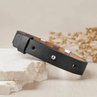 Personalised Mens Leather Cuff Names And Dates Bracelet