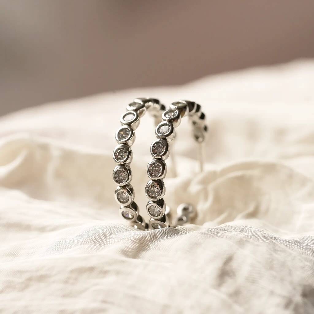 Silver Bezel Set Earrings