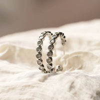 Silver Bezel Set Earrings