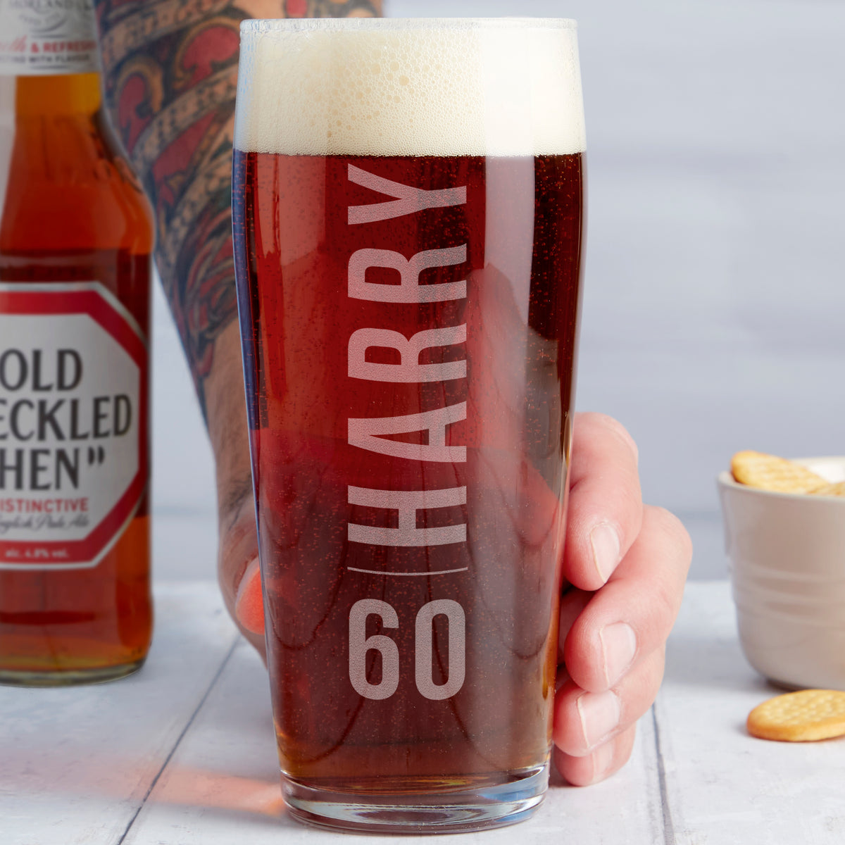 Personalised 60th Birthday Name And Age Beer Glass