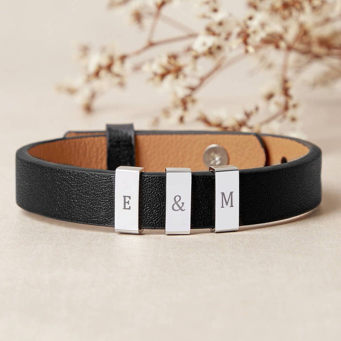Personalised Initials Men's Leather Cuff Bracelet