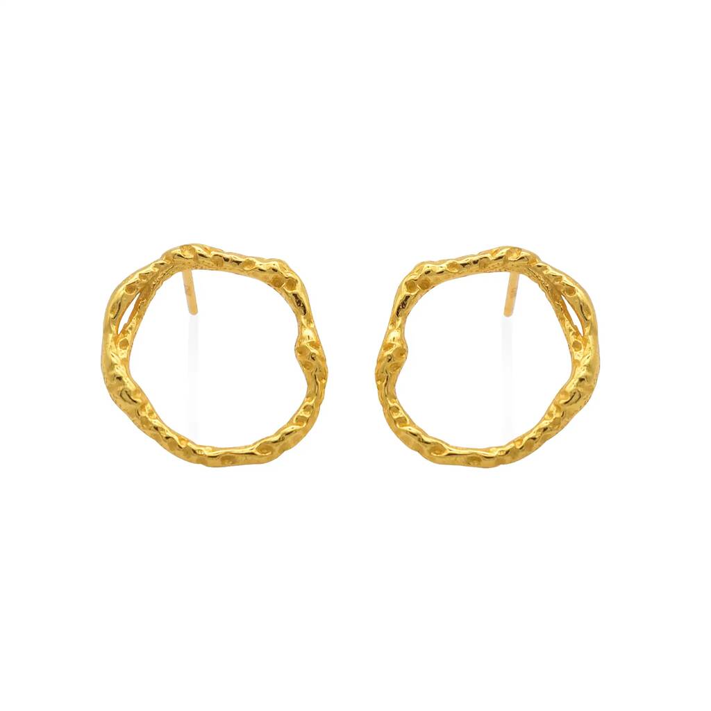 Gold Organic Branch Loop Earrings
