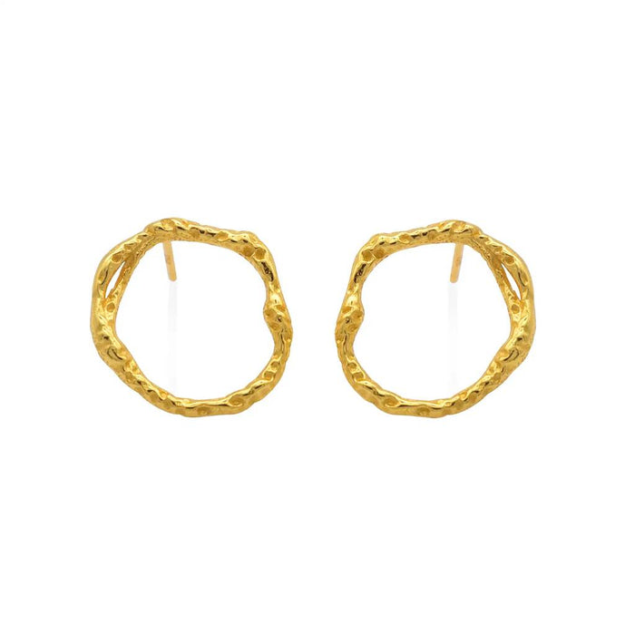 Gold Organic Branch Loop Earrings