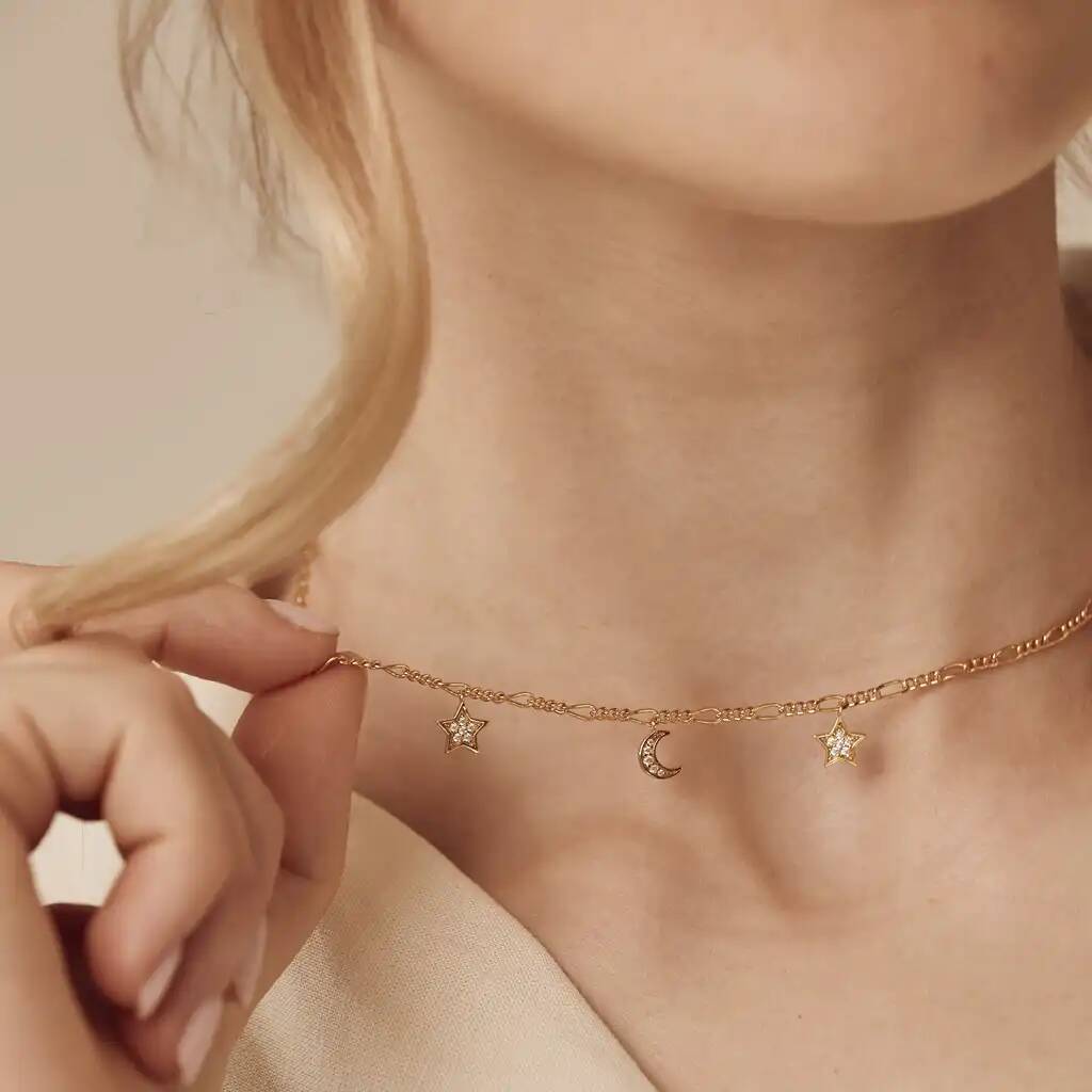 Moon And Stars Figaro Necklace