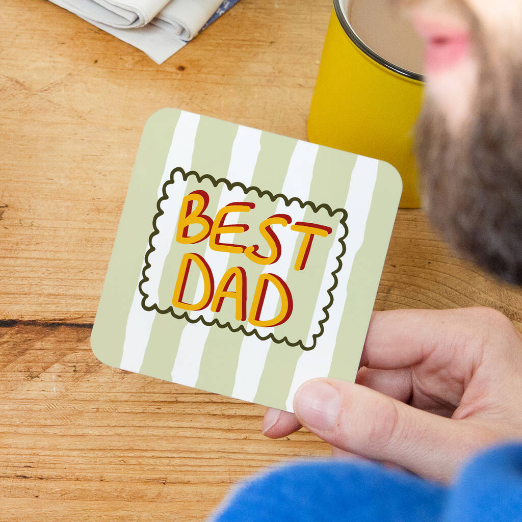 Best Dad Striped Coaster