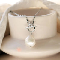 Baroque Pearl And T Bar Necklace