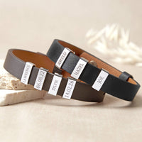 Personalised Mens Leather Cuff Names And Dates Bracelet