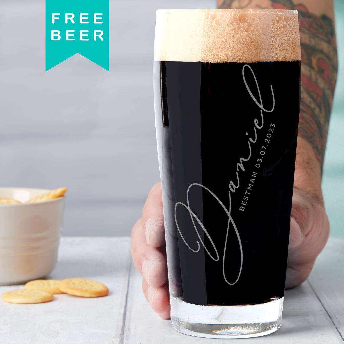 Personalised Wedding Best Man Beer Glass
