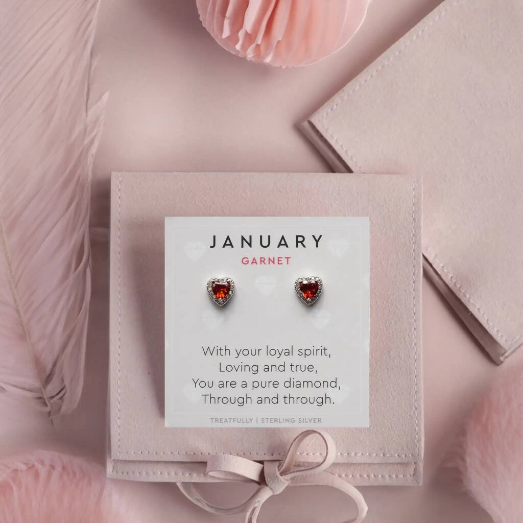 January Birthstone Earrings Garnet