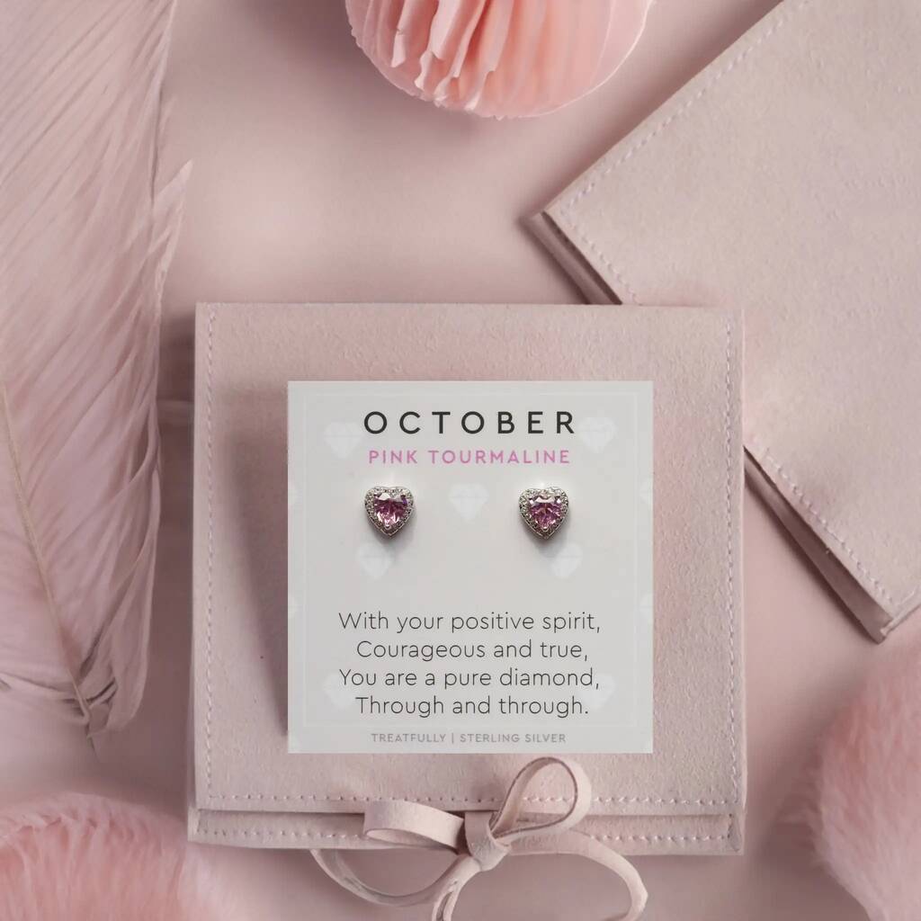 October Birthstone Earrings Pink Tourmaline