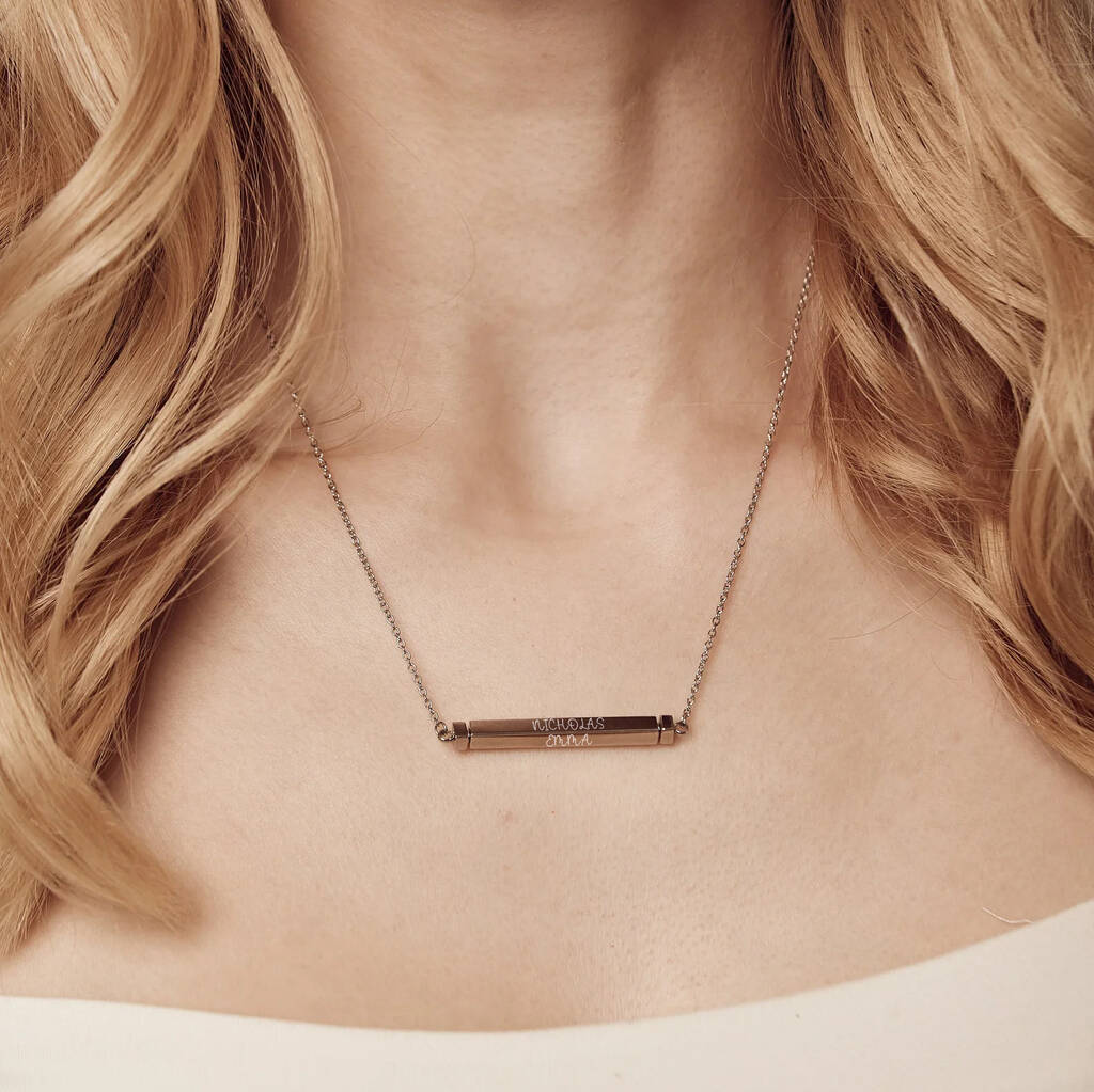 Personalised Spinning Bar Necklace Silver
