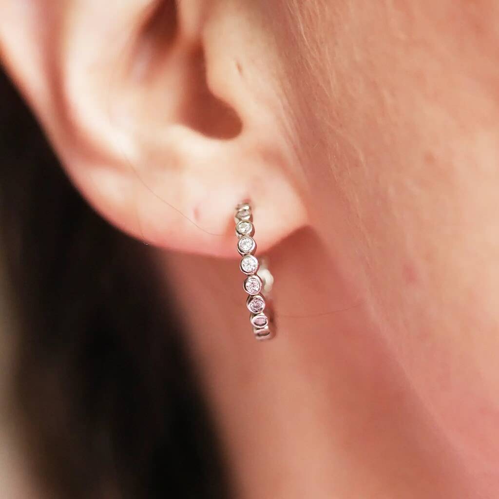 Silver Bezel Set Earrings