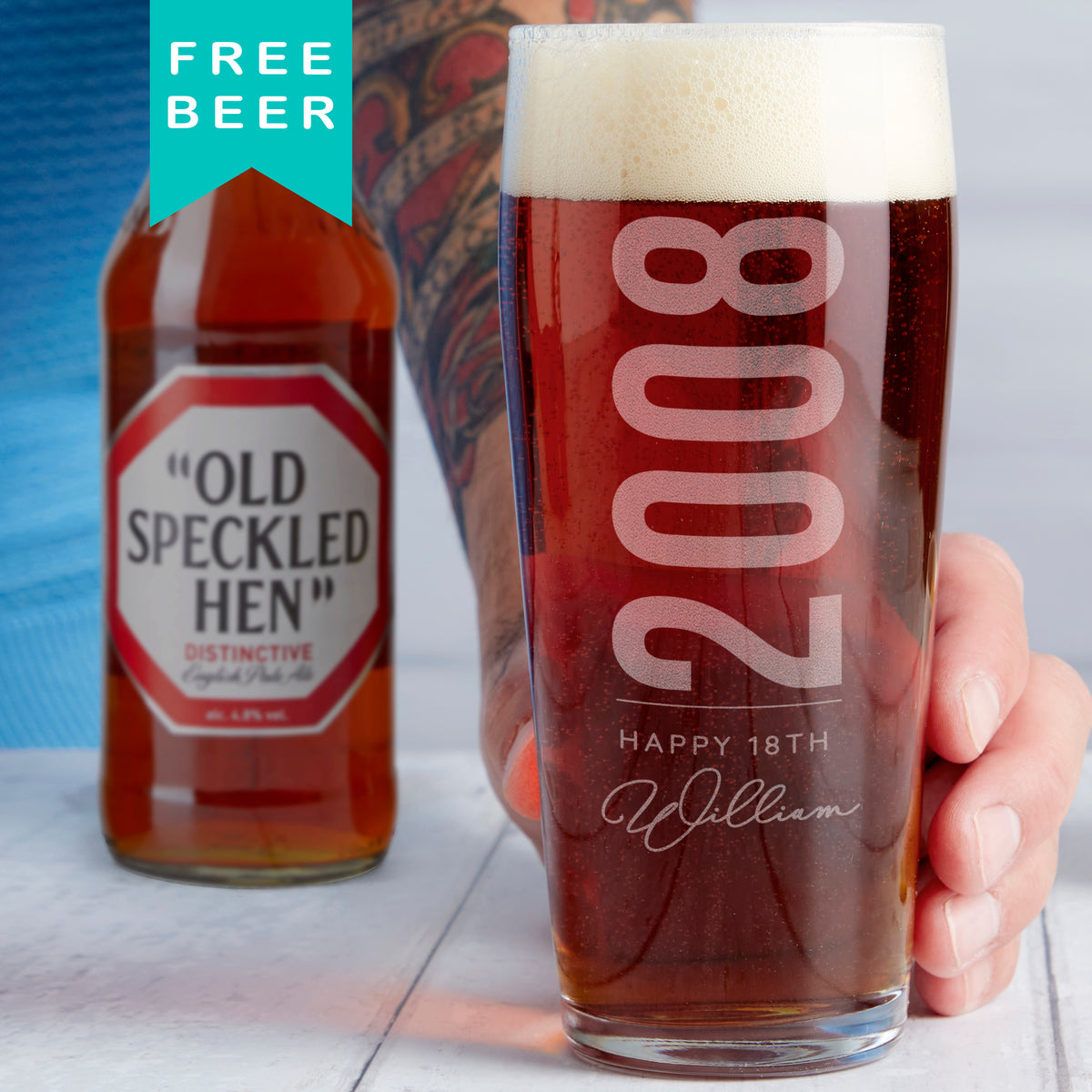 Personalised 21st Birth Year And Name Beer Glass