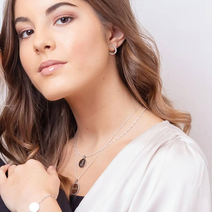 Silver Crescent Stud Earrings