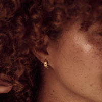 Gold Honeycomb Huggie Hoops