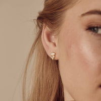 Gold Opal And Diamante Triangle Studs