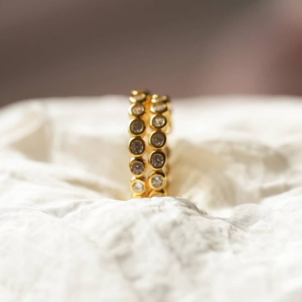 Gold Bezel Set Earrings