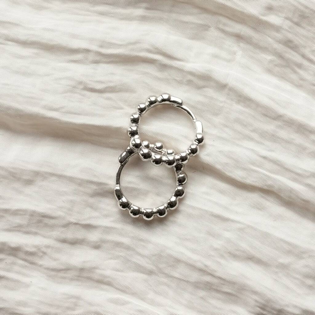 Silver Bobble Huggie Hoop Earrings
