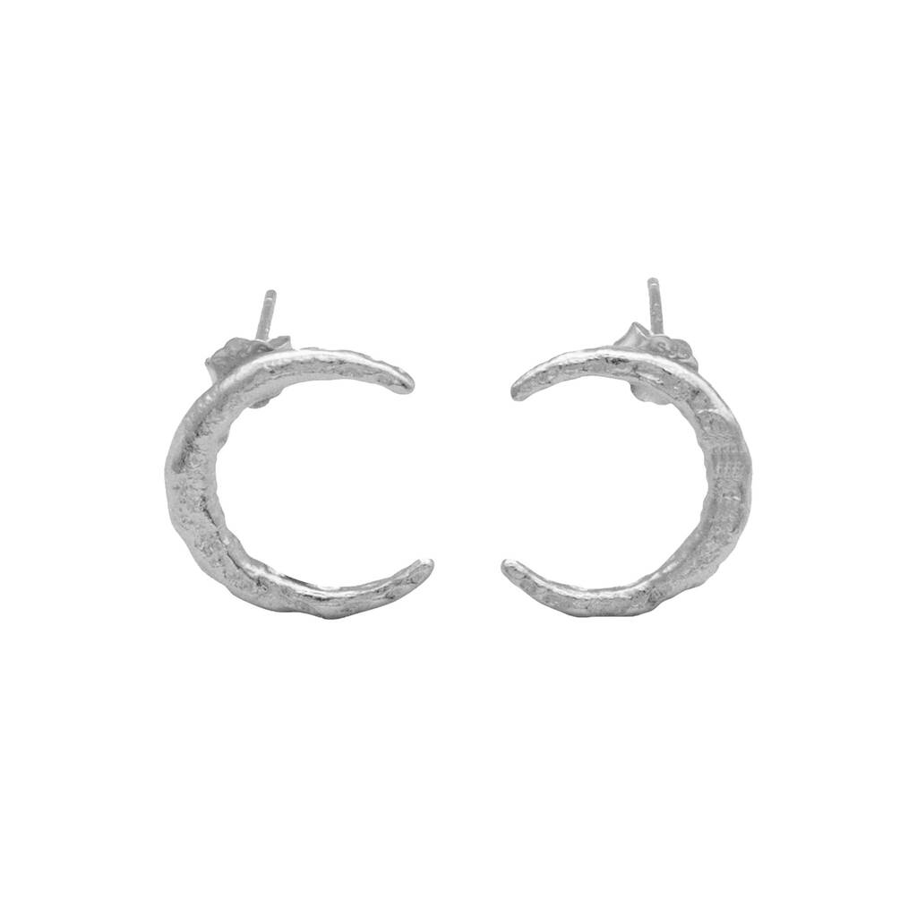 Silver Crescent Stud Earrings