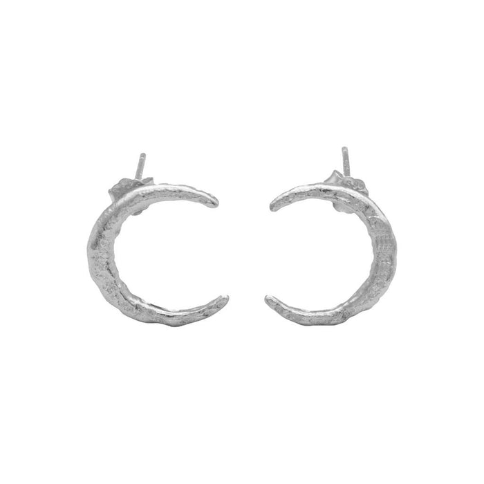 Silver Crescent Stud Earrings