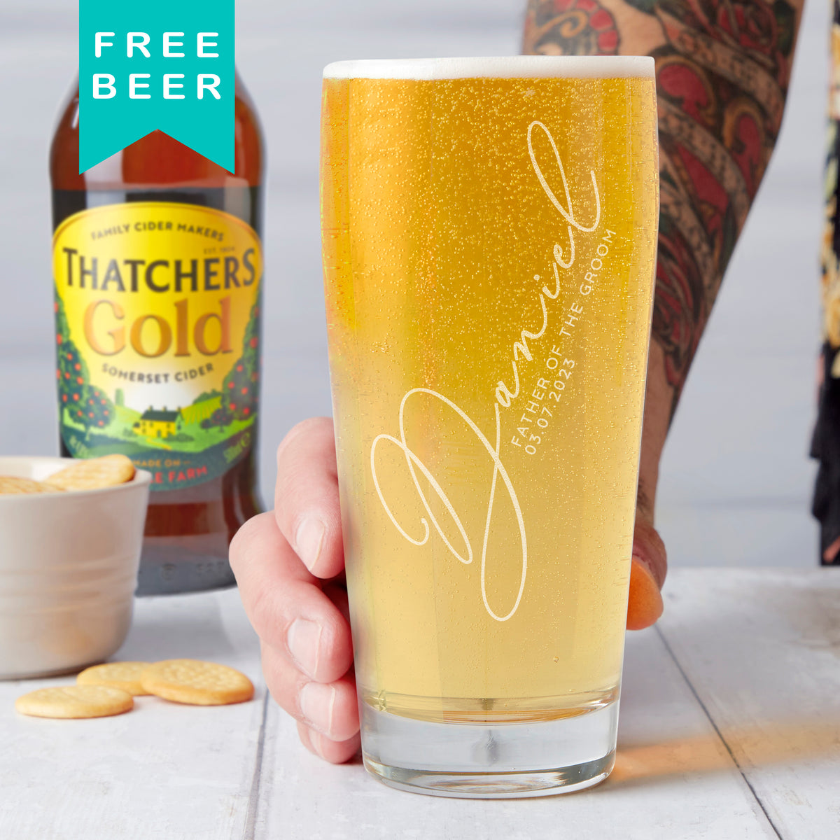 Personalised Wedding Father of The Groom Beer Glass