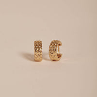 Gold Honeycomb Huggie Hoops