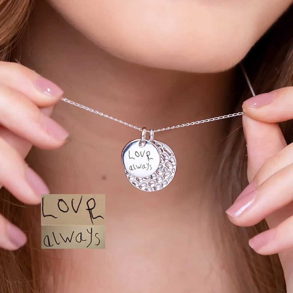 Personalised Real Handwriting Double Disc Necklace