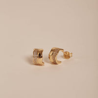 Gold And Diamante Wave Huggie Hoops