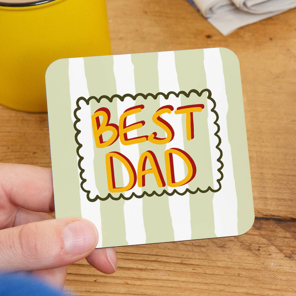 Best Dad Striped Coaster