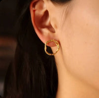 Gold Organic Branch Loop Earrings