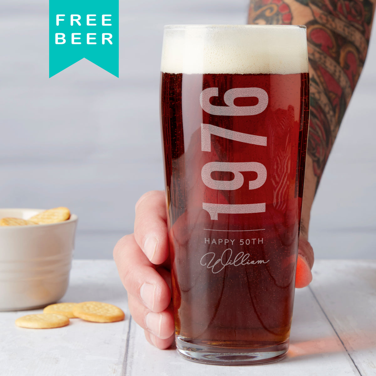 Personalised Birth Year And Name Beer Glass