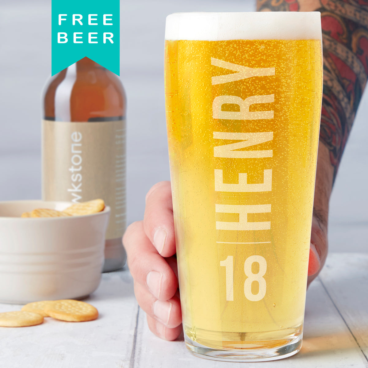 Personalised 18th Birthday Name And Age Beer Glass