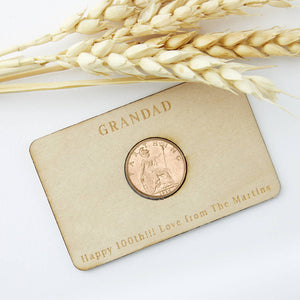 100th Birthday 1924 Farthing Personalised Wallet Card